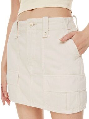 Denim Forum Cream Organic Cotton The 90s Utility Skirt (27)